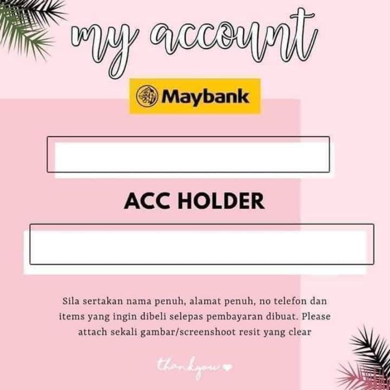 Template Acc Bank Template Bank Maybank Cimb Bsn Shopee Malaysia