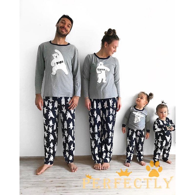 Perfectly-WH Matching Family 2PCS/1PCS Pajamas Set, Family Sleepwear Collection Christmas Sleepwear Nightwear Long Pajamas Set