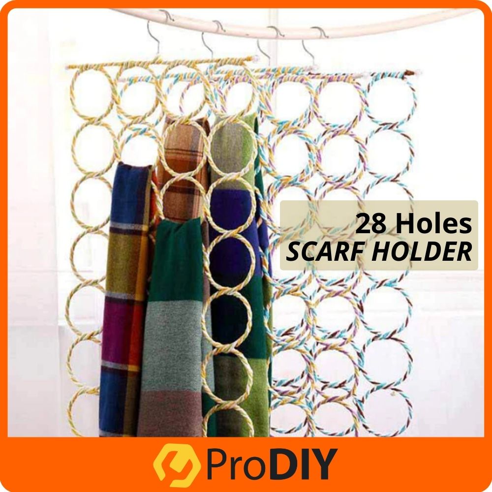 9/28 Hole Ring Scarf Shawl Tudung Socks Pendants Tie Hanger Closet Storage Holder Penyangkut Tudung Kain (Random Color)