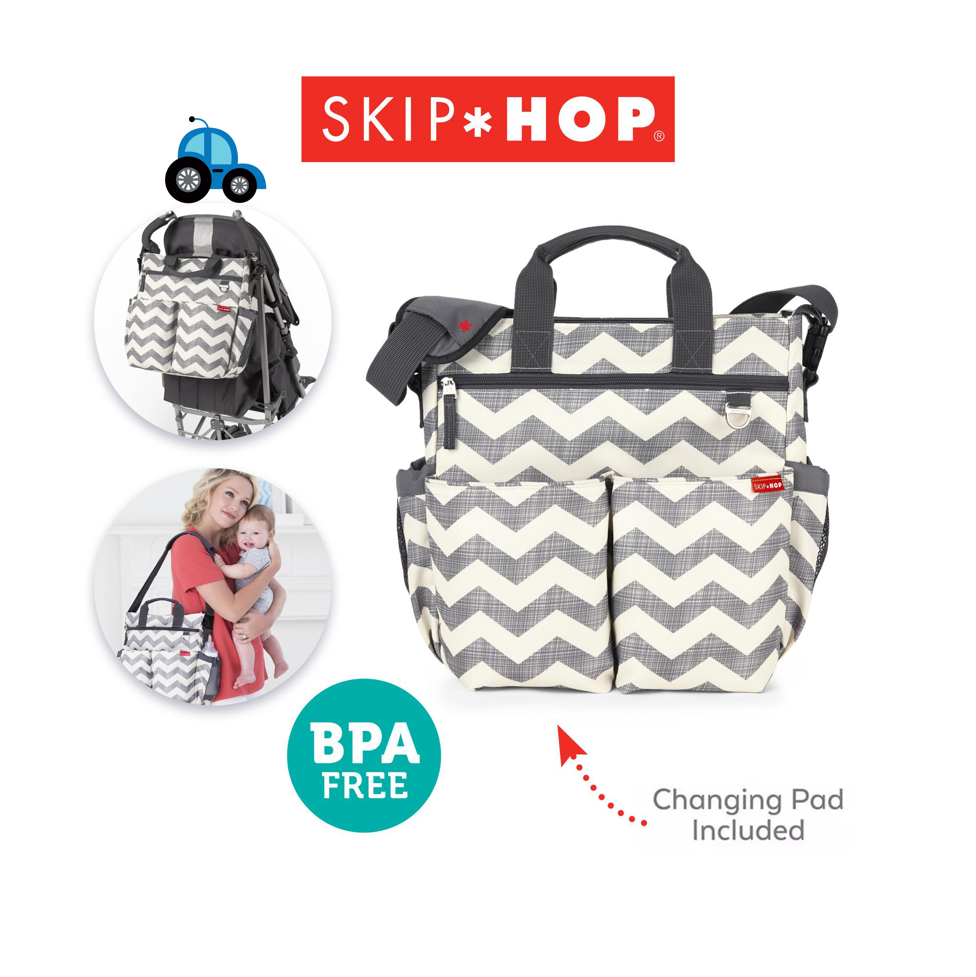 skip hop duo double signature diaper bag