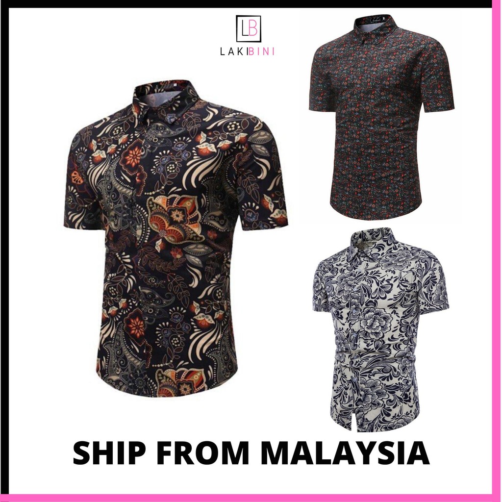  Baju  Batik Kemeja Lengan Pendek Batik Songket Lelaki  Ship 