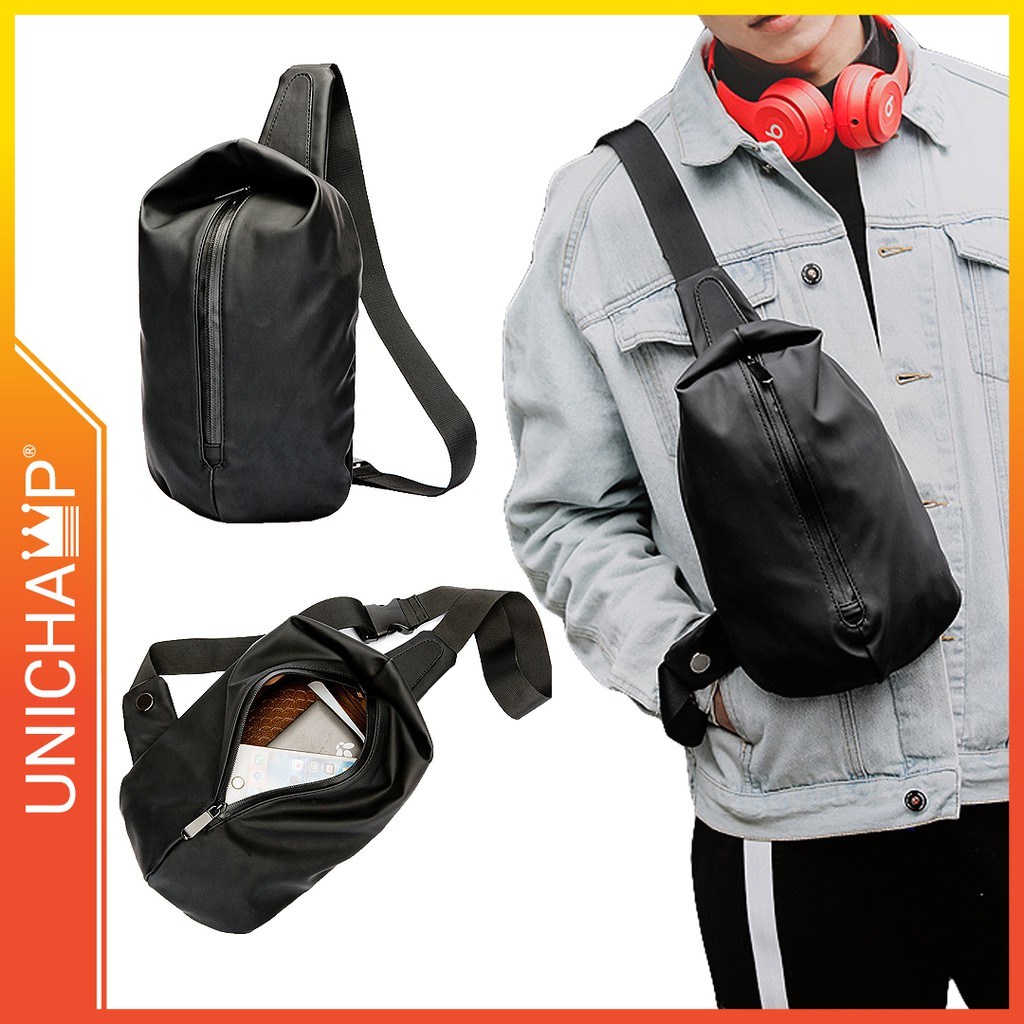 Black Sling Bag Men Nylon Beg Silang Lelaki Beg Dada Lelaki Crossbody ...