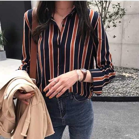  korean  style women ladies chiffon  shirt blouse baju  baju  