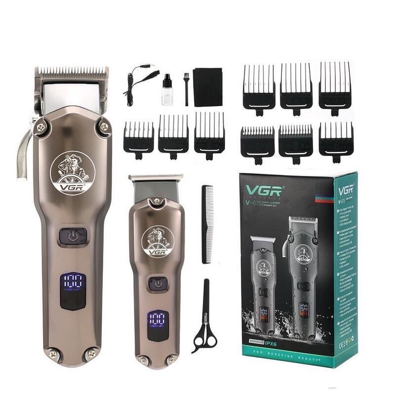 ORIGINAL VGR V-675 High-power Hair Salon TWO(2)-piece Mechine Hair Clipper LCD Digital Display Hair trimmer shaver