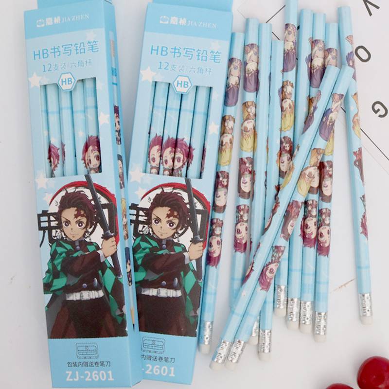 12 Pcs Anime Demon Slayer Kimetsu No Yaiba Kamado Tanjirou Nezuko Hb Standard Wooden Pencil Sketch Drawing Pencils Kids Boy Girl Stationery Gift Shopee Malaysia