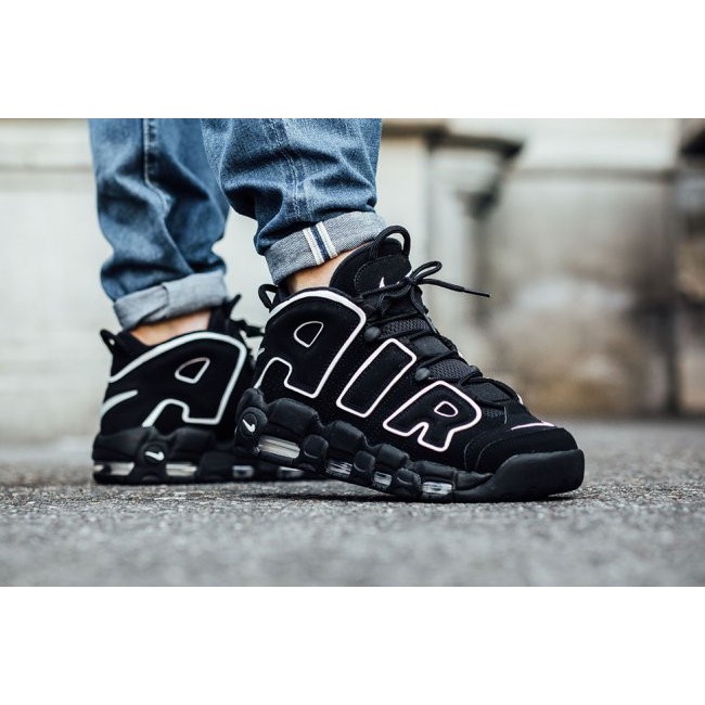 nike air more uptempo black and white