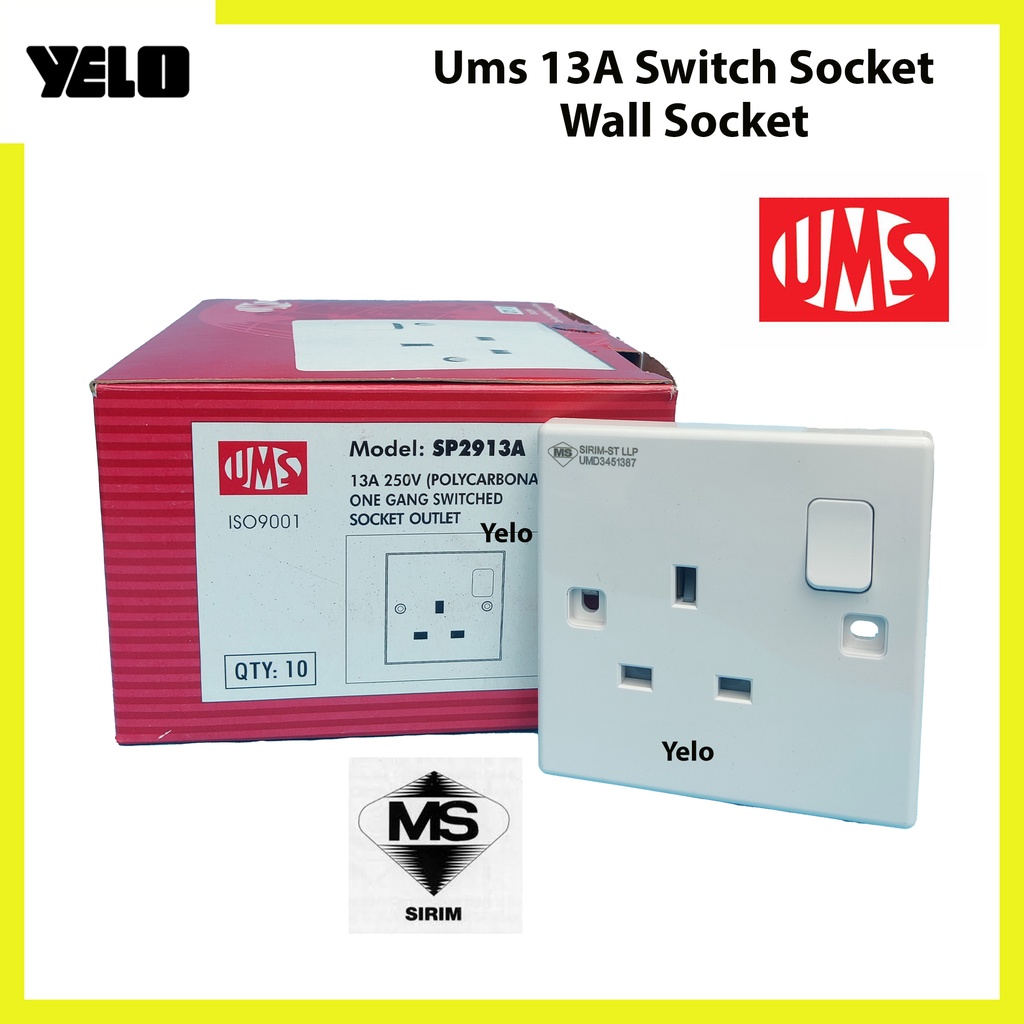 UMS 13A SWITCH SOCKET OUTLET / WALL SOCKET SWITCHES SIRIM APPROVED