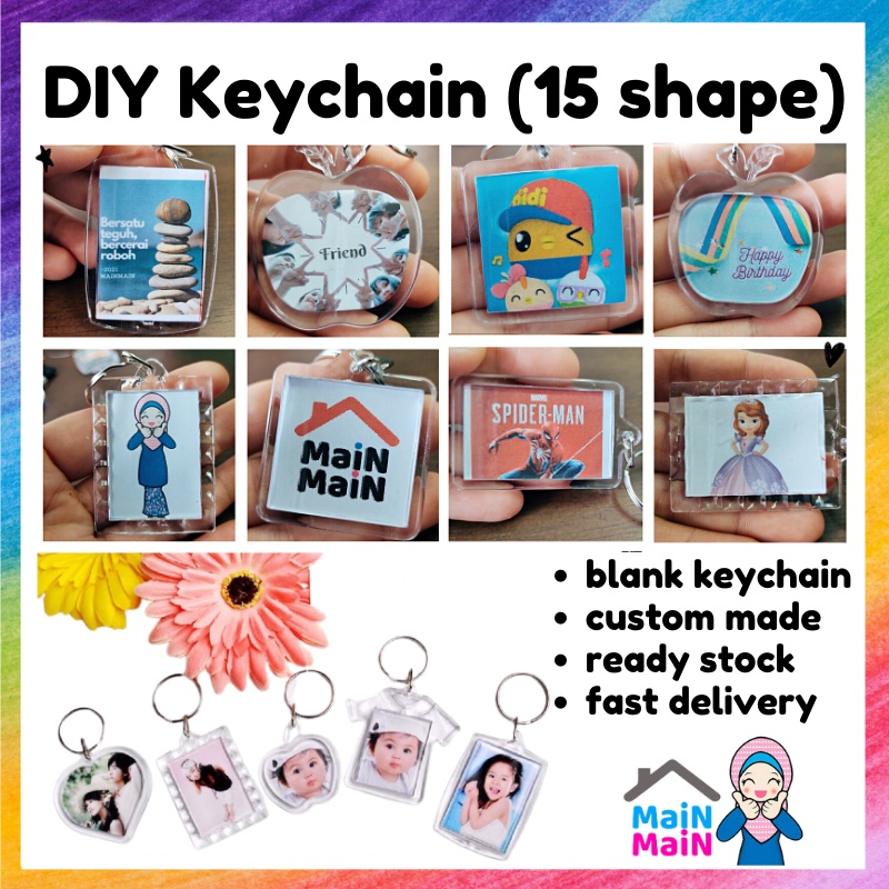 KeyChain DIY keychain kosong Transparent Blank Insert Photo Picture Frame Keyring (MaiNMaiN) custom made