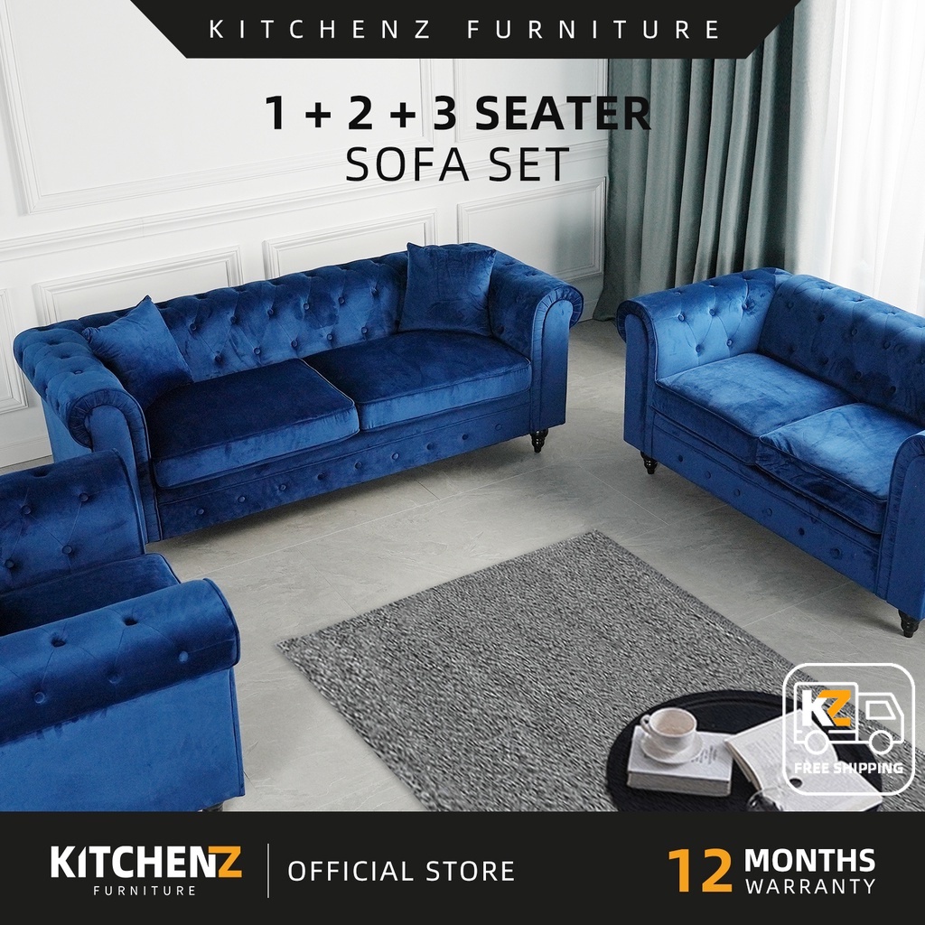 KitchenZ Chesterfield Sofa1+2+3 Seater Sofa Set Modern Classic Sofa ...