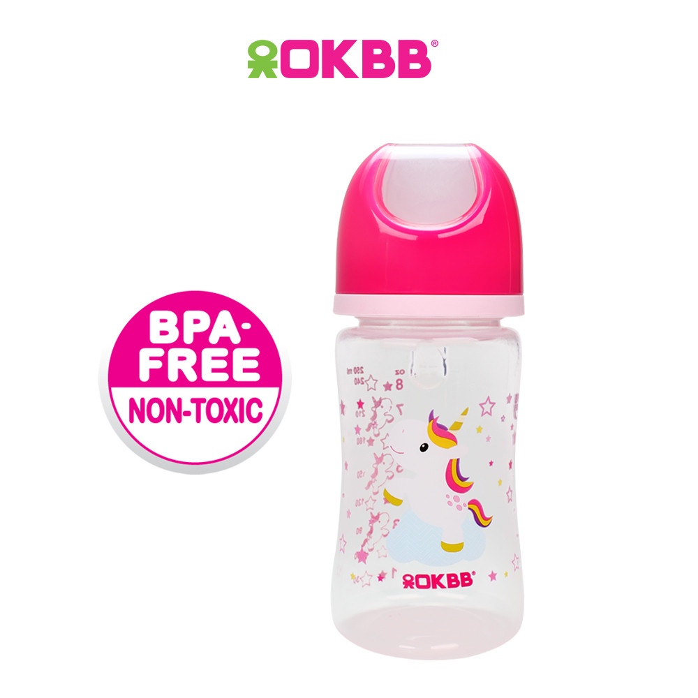 OKBB Baby Feeding Bottle With Wide Neck Teats Feeding Essentials 8 Oz (240ml) B118