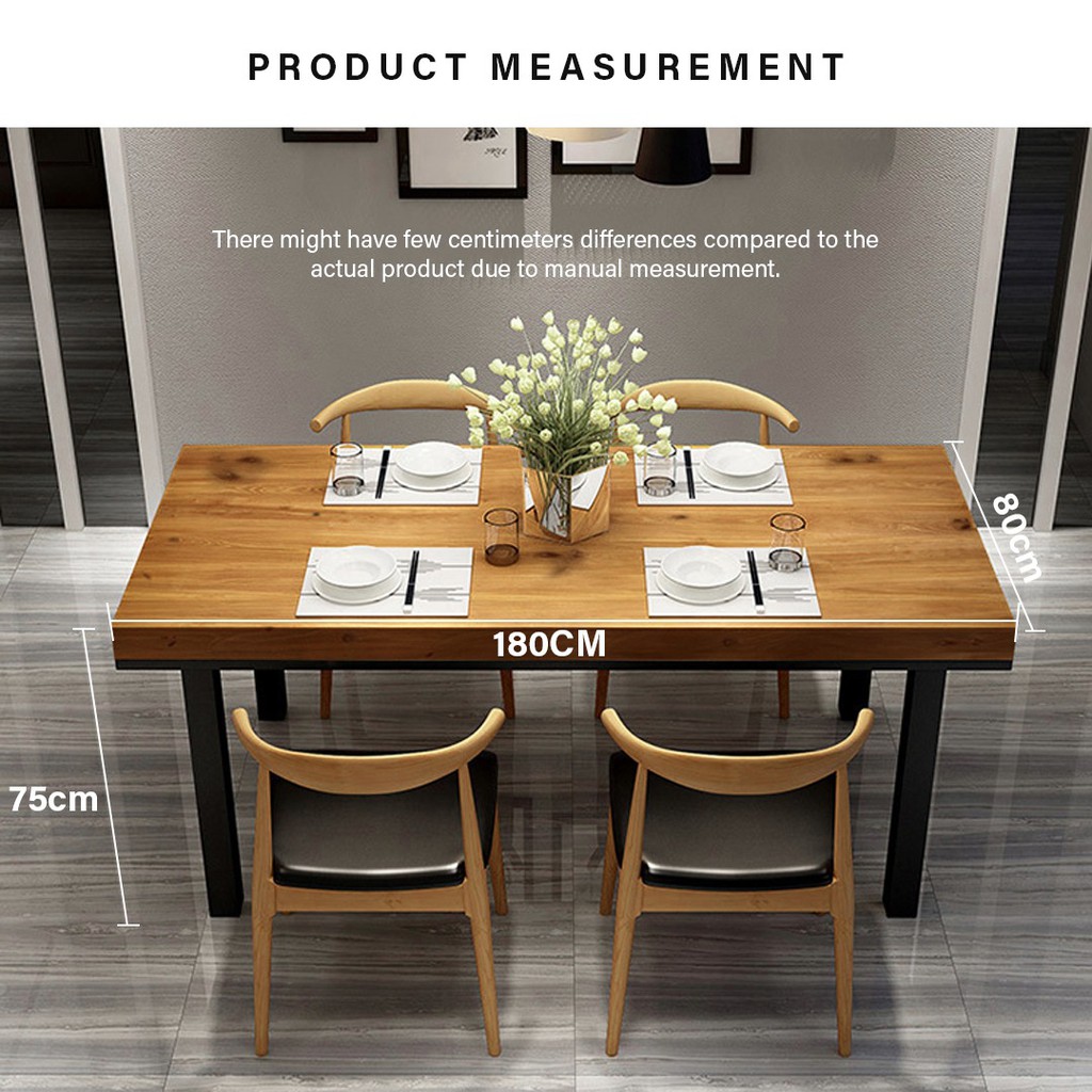 FINSSO: [180 x 80 cm] Titus Design 5 cm Solid Rubber Wood Dining Meeting Table