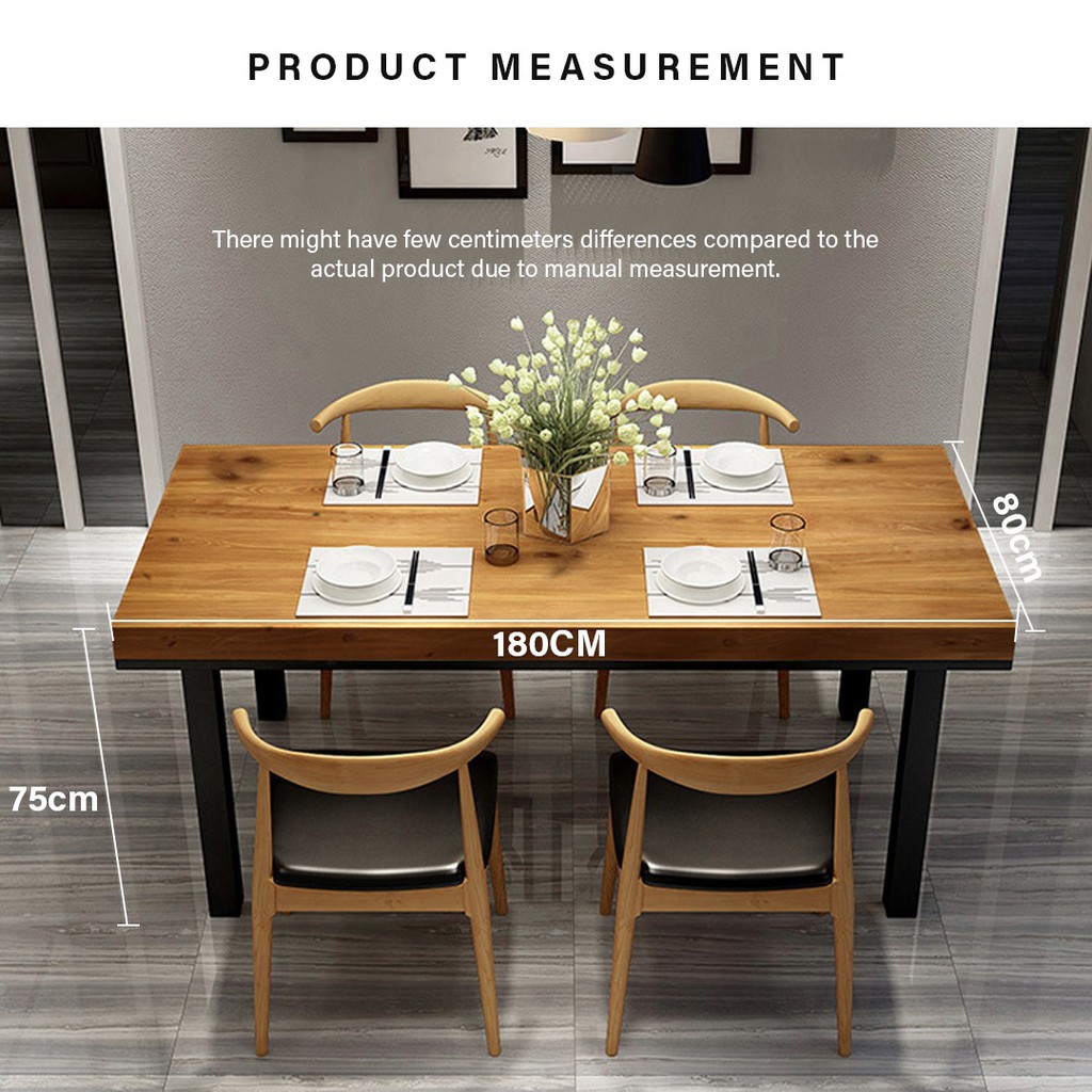 FINSSO: [180 x 80 cm] Titus Design 5 cm Solid Rubber Wood Dining Meeting Table