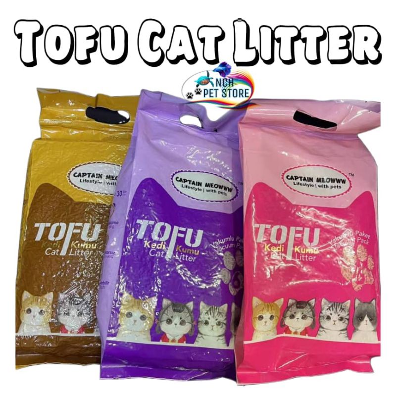 CAPTAIN MEOWWW Premium Clumping & Flushable Tofu Cat Litter 6L / Tahu