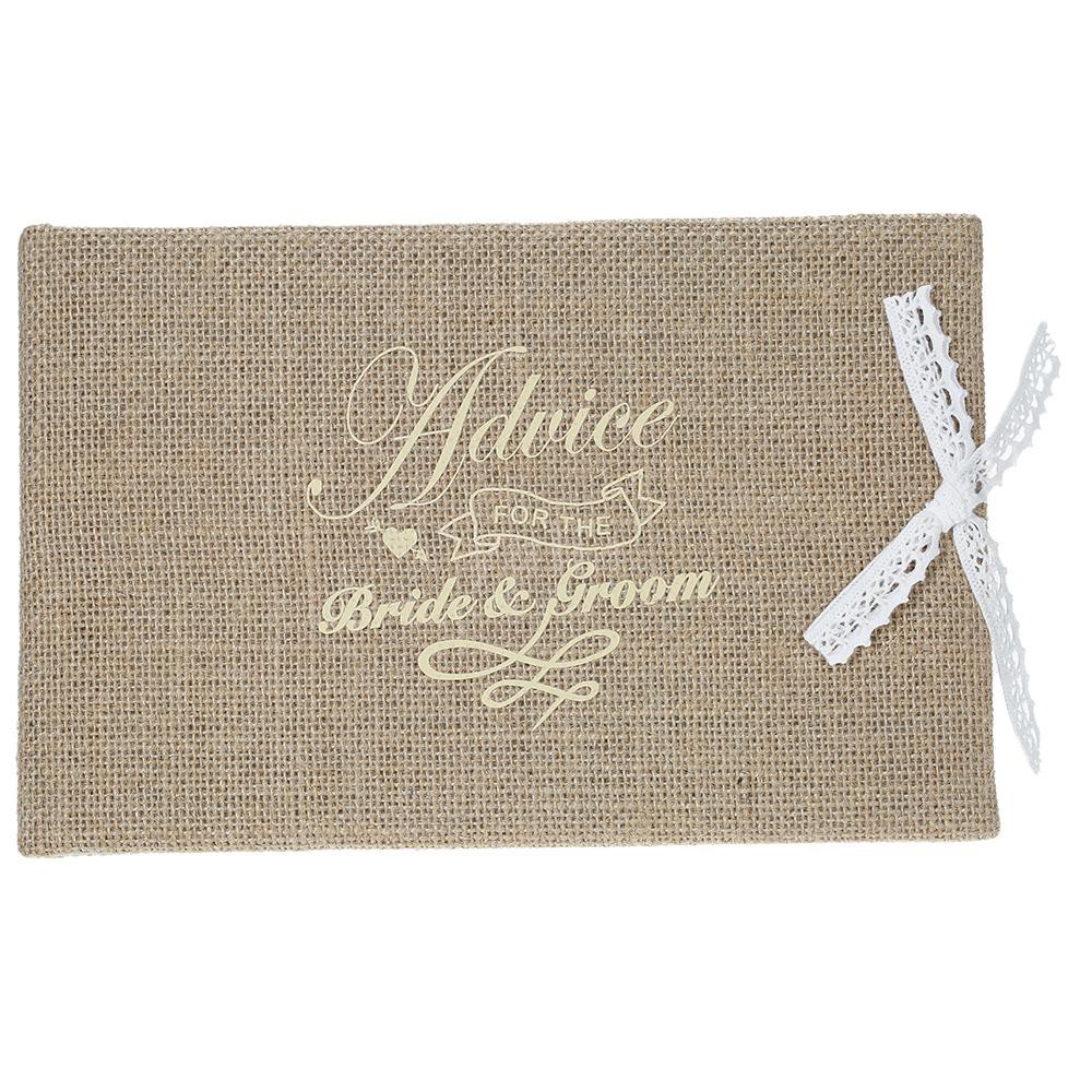 Vintage 72 Pages Burlap Cover Wedding Guest Book Rustic Style