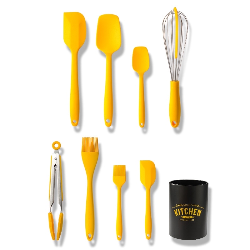 8Pcs Yellow Silicone Tools Cooking Tools Kitchen Kitchenware Non Stick   83a85e1a4cde02f6cc7d75fdb1403b53