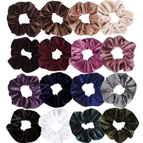 16 Pack Velvet Scrunchies Hair Bobble Elastics Hair Scrunchy Hair Bands Headbands Women