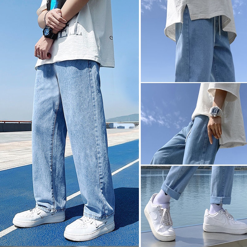 MOLLGE Summer Korean Style Fashion All Match Casual Straight Jeans Men ...