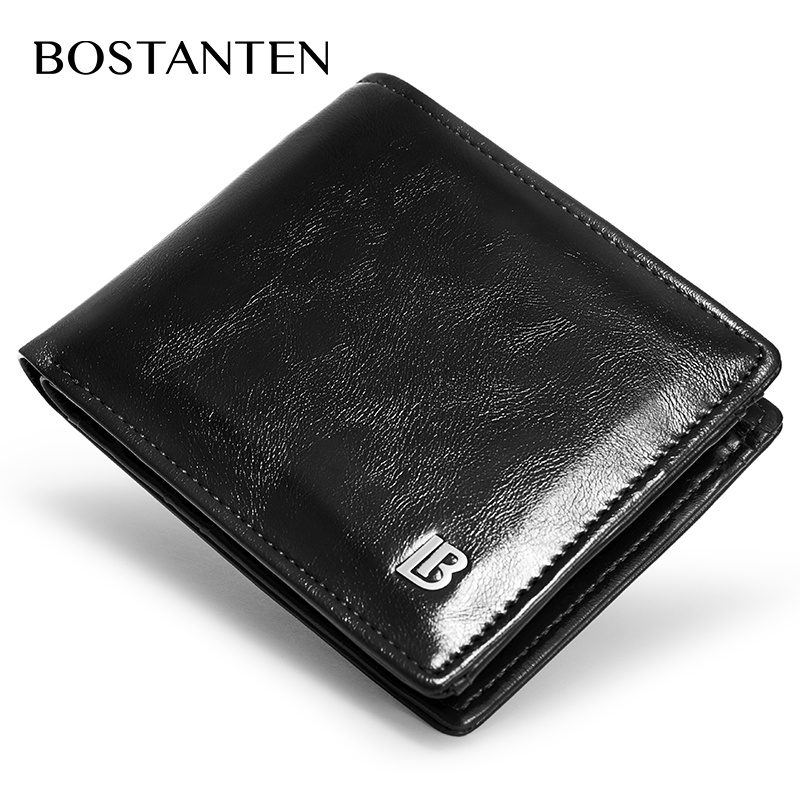Bostanten Men's Pu Leather Tri-Fold Wallets  Zipper Coin Slot Deluxe Credit Card Purse Dompet Lelaki With Box