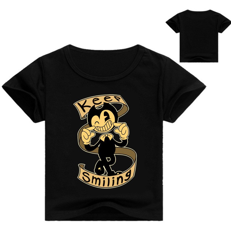 Bendy And The Ink Machine Short Sleeve T Shirt Kids Roblox Keep Smiling Tee Tops - ink bendy roblox pants