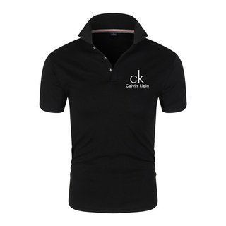 Calvin Klein High Quality Summer Men's Golf Shirt Quick-drying Breathable Polo Shirt Cotton Fashionable Men's Airy Streetwear Top