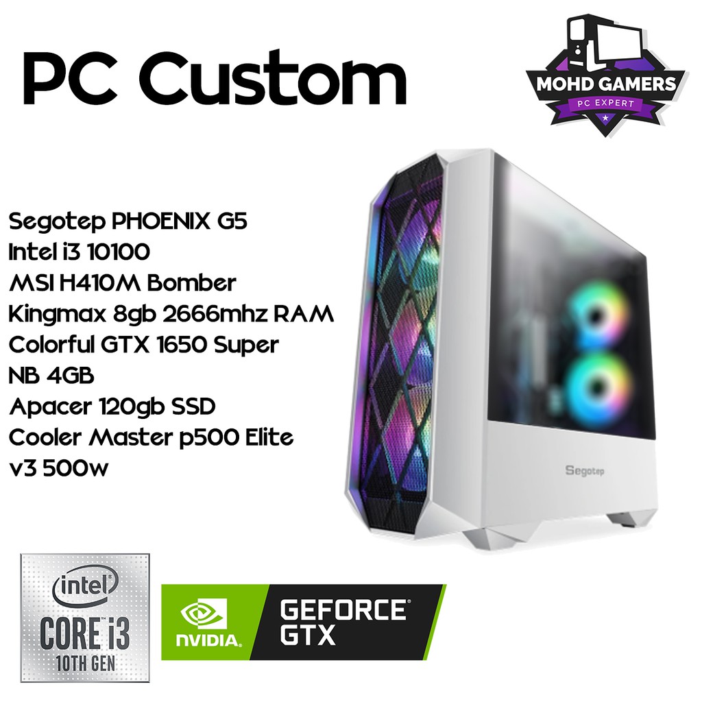 Custom Pc Build Intel Core I3 Gtx 1650 Super Entry E Sport Gaming Shopee Malaysia