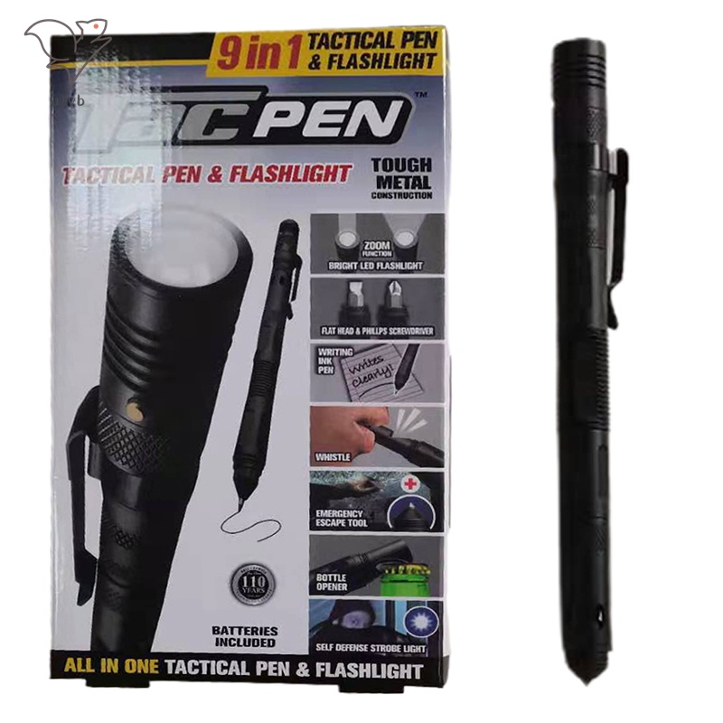 Bell+Howell Tac Pen 9 in 1 Tactical Pen & Flashlight Emergency Escape