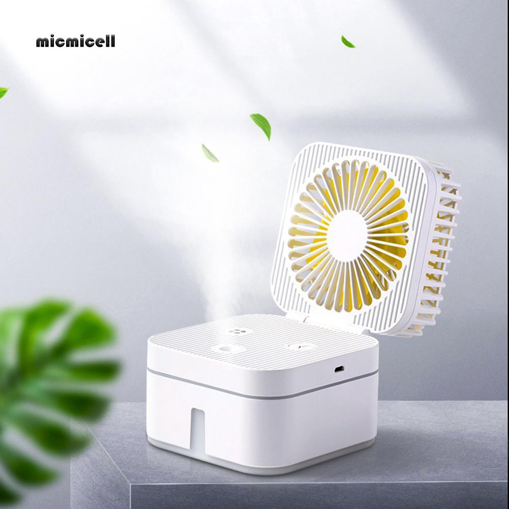 Mic 250ml Cubic Led Night Light Usb Air Humidifier Purifier Moisture Cooling Fan