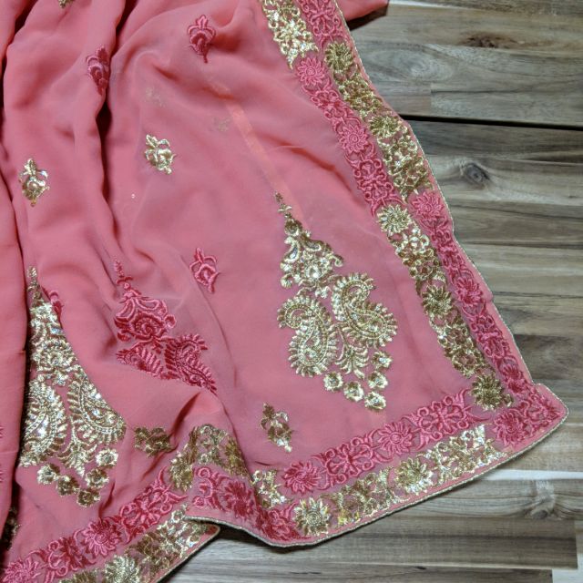 Chiffon Saree (coral) | Shopee Malaysia