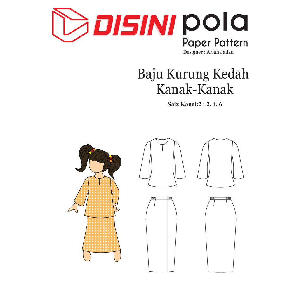 Pola Pakaian Baju Kurung Kedah Kanak Kanak Designer Arfah Jailan Shopee Malaysia