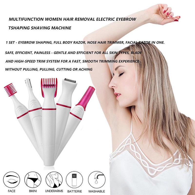 5 In 1 Multifunctional Face Body Leg Hair Trimmer Epilator Cleaner Remover Veet  Sensitive Touch Pengepit Rambut Grooming Kit Professional For Mesin Potong  | Shopee Malaysia