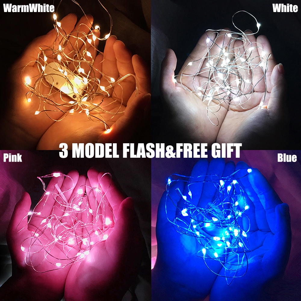 [Battery included] 3 Modes 1M 2M 3M LED Light String Fairy Lights Copper Wire Lamp Indoor and Outdoor Decorative Light