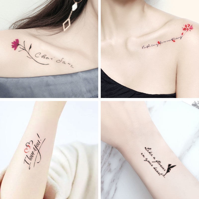 Tattoo Stickers Corner Of Eyes Tear Mole Clavicle Tattoo Stickers纹身贴防水持久男女个性 英文字母小清新性感花臂纹身贴纸情侣灰姑娘 Shopee Malaysia