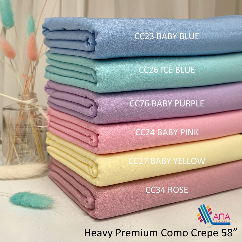 CC23-CC122 Heavy Premium Como Crepe Bidang 58 Kain Pasang Price For 0.5m Ana Textile