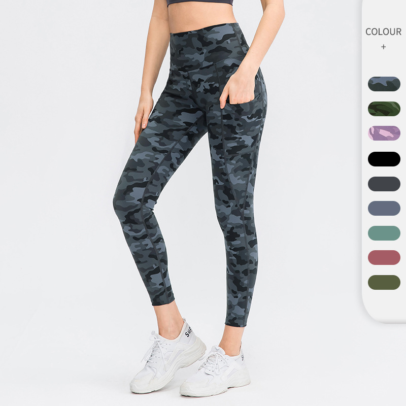 Yoga Clothes Pakaian Yoga New Yoga Printed Trousers Women Nude Feel Skin Friendly Side Pocket Tight Sports Pants Shopee Malaysia