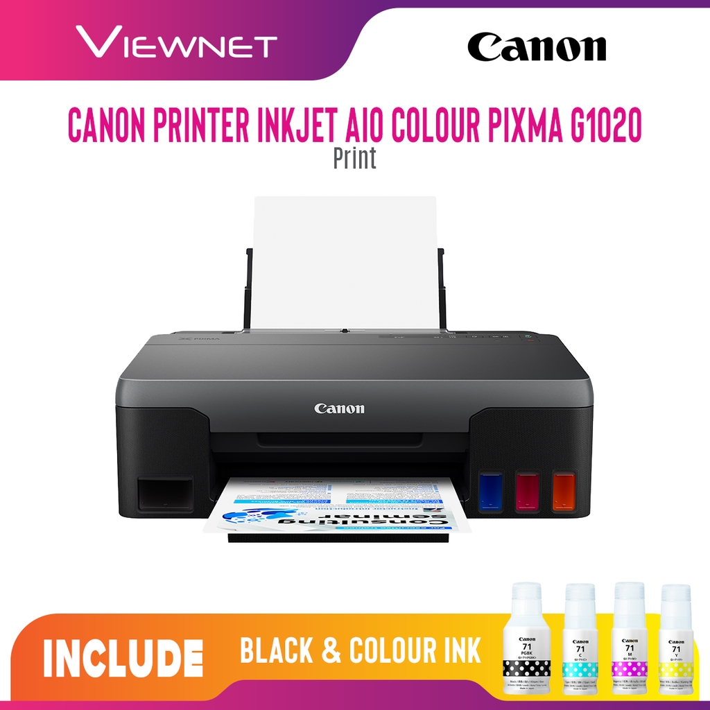 Canon Pixma G1020 Inkjet Compact Allinone Colour Easy Refillable Ink Tank Printer for High