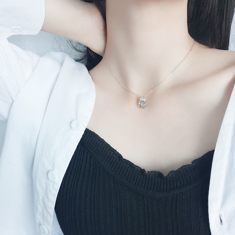 Collana intelligente con corona coreana, catena con clavicola a forma di cuore che batte, regalo di compleanno_voghion.com