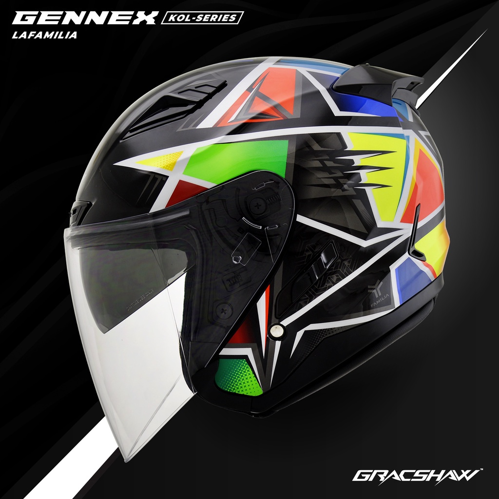 Gracshaw Gennex G535 Double Visor Helmet LAFAMILIA / Black Shopee Malaysia