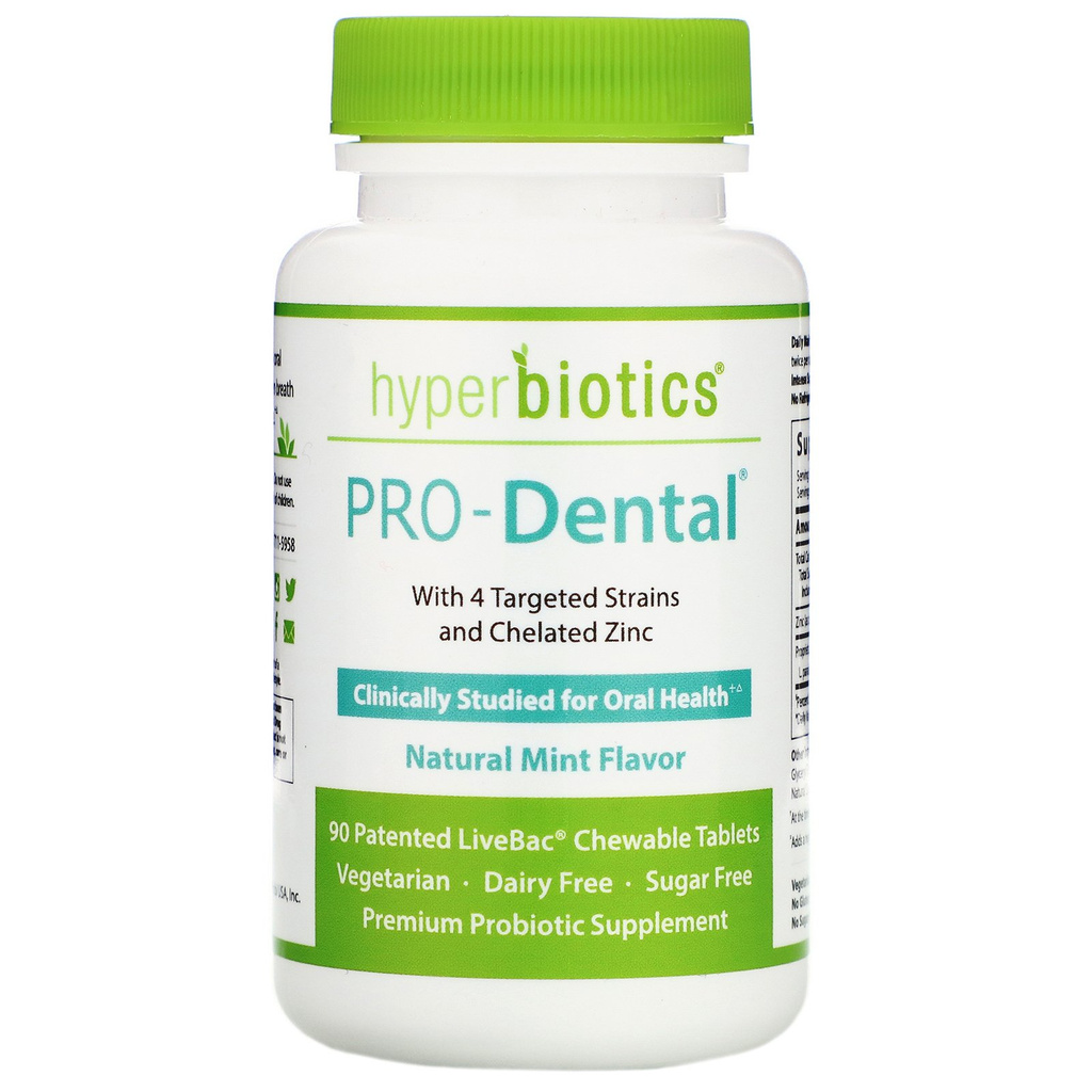 Hyperbiotics, PRODental, Natural Mint Flavor, 90 Chewable Tablets