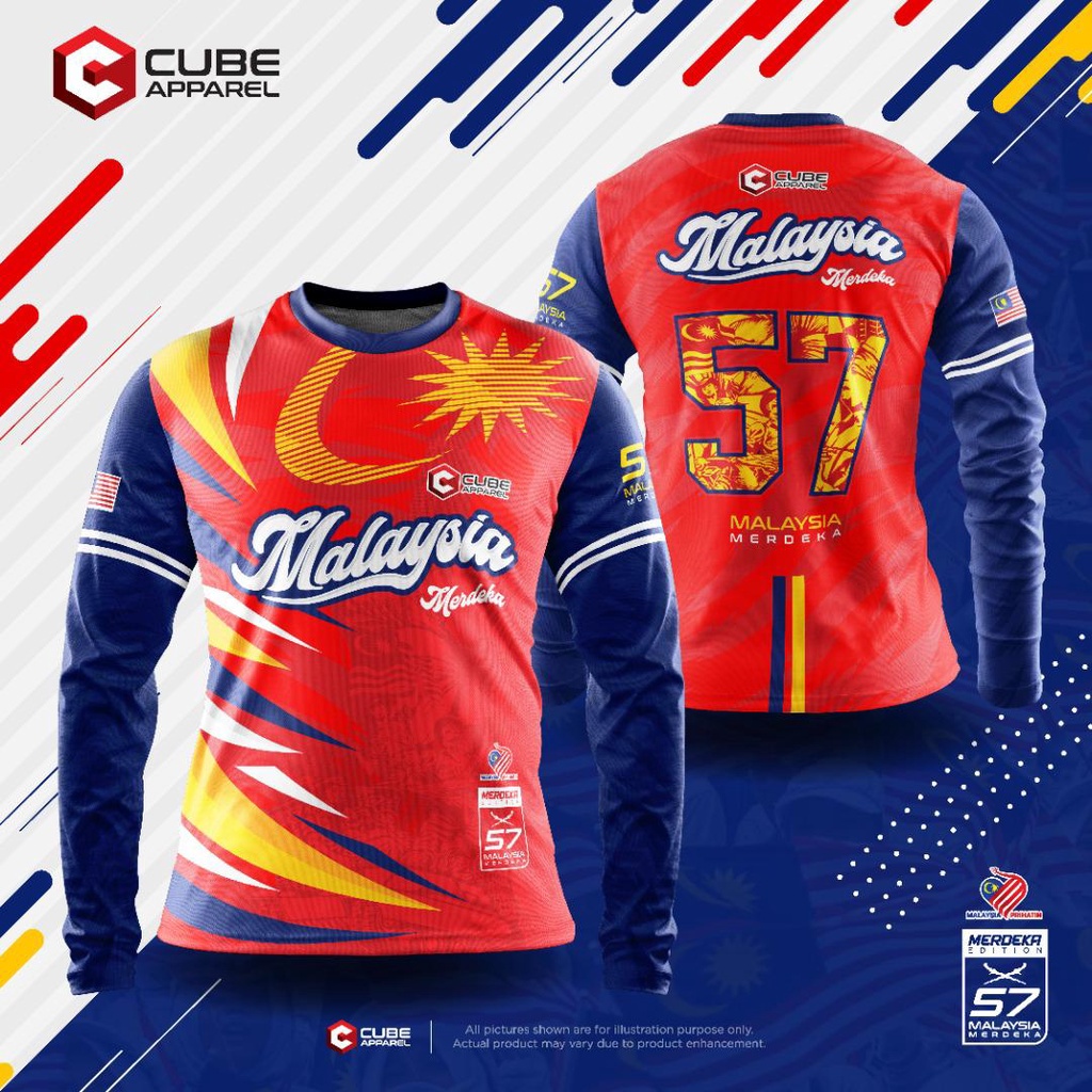 Hari Sukan Negara Jersey 2022 Shirt Baju Merdeka Dewasa Lengan Panjang