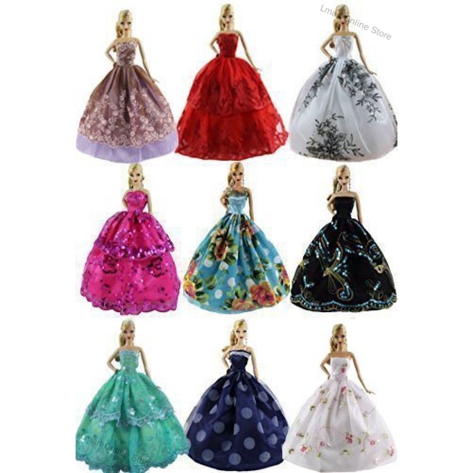 Lmart Online Store Lanlan 6 pcs Luxury Fashion Handmade Different Style and Color Clothes Dress doll Closet Fashion acce