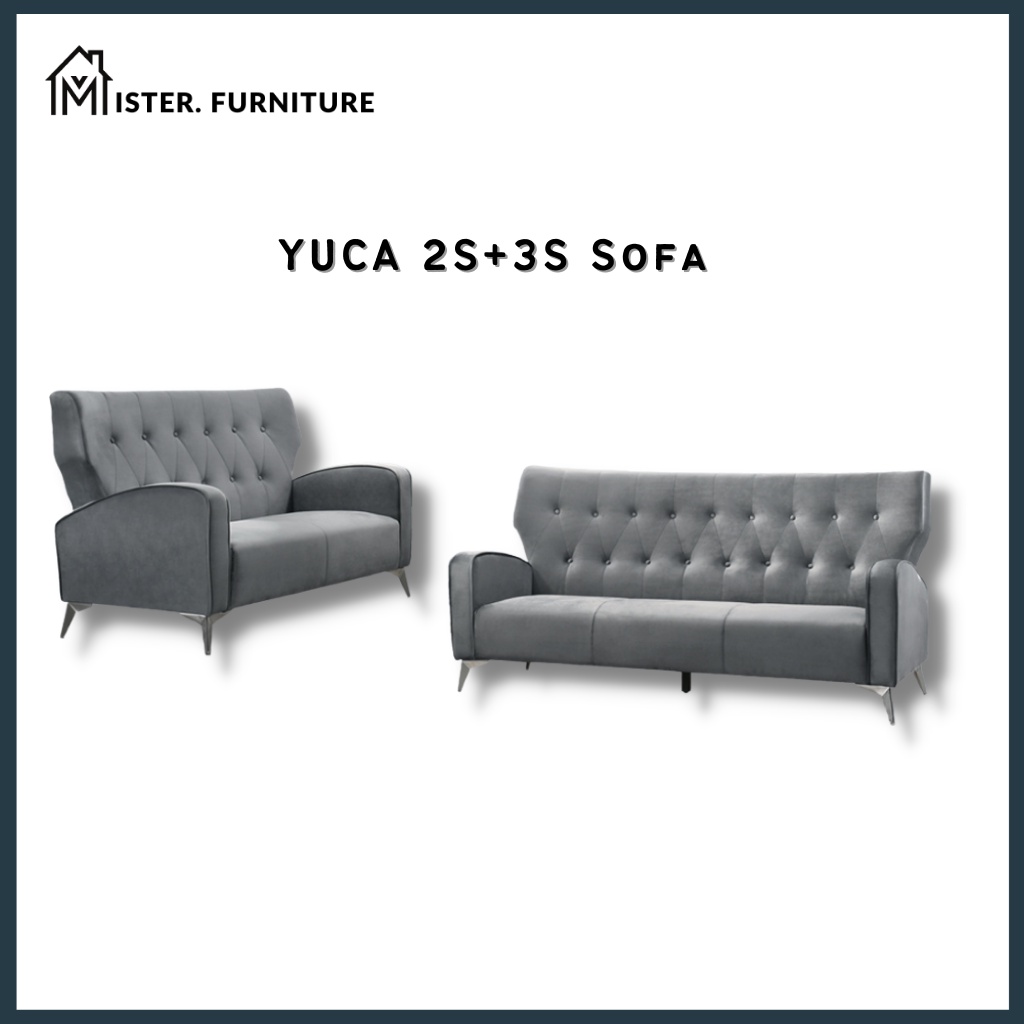[FREE SHIPPING] YUCA Velvet Fabric Sofa 2 Seater Sofa 3 Seater Sofa Set