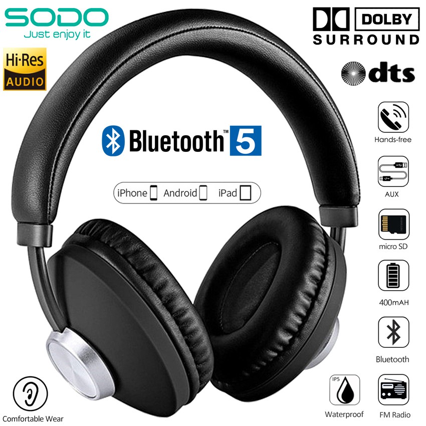 SODO Bluetooth Headphone OverEar Wired Wireless Headphones Bluetooth 5.0 Stereo Headset with