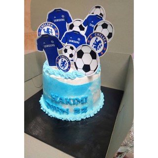 Chelsea Football Club Custom Cake Topper Happy Birthday Laminated Glitter Material Malaysia