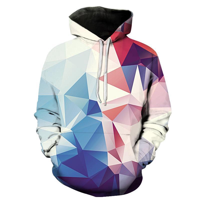 men 3d geo print hooded sweatshirt