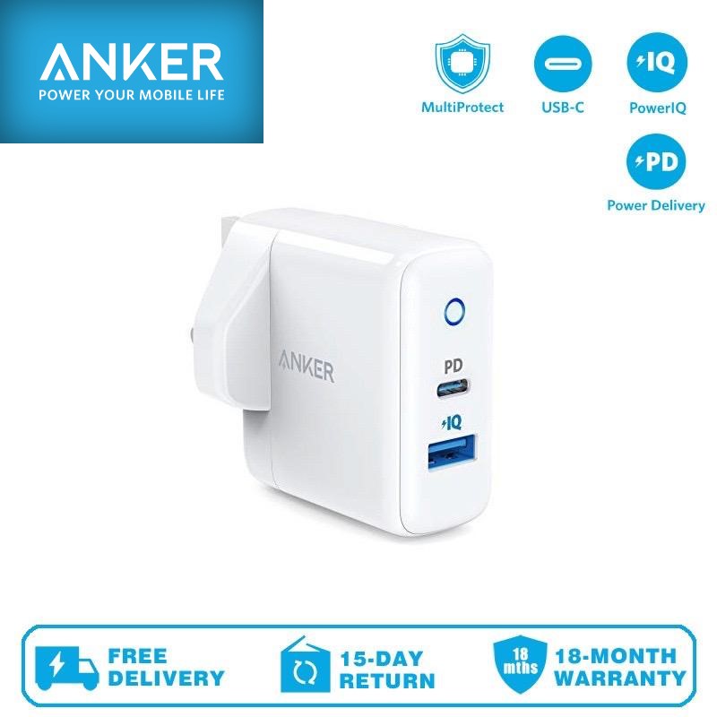 Original Anker A2626 PowerPort PD (33w) + 2 Wall Charger with LED Indicator | Shopee Malaysia