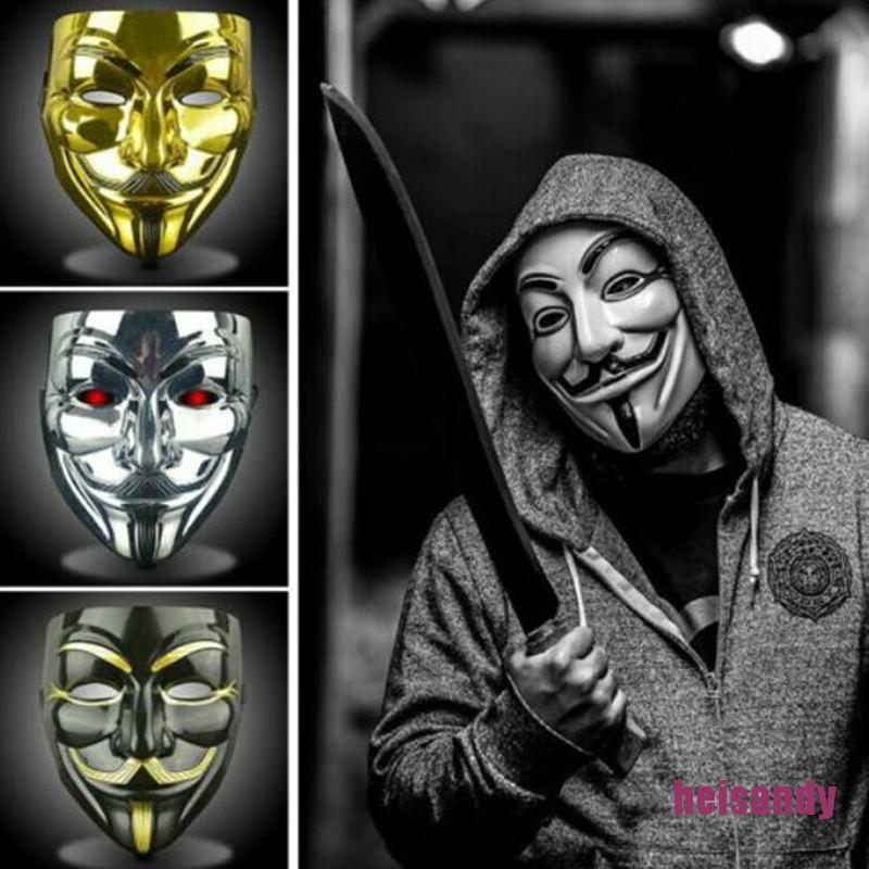 Anonymous Vendetta Guy Fawkes Hacker Face Mask Adults Halloween Fancy Party