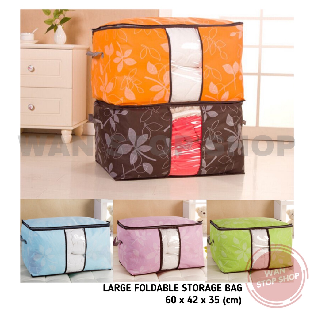 Large Foldable Storage Bag Non-Woven Family Clothes Storage Box Organizer Clothes Quilt Laundry Pillows Blanket, ZM