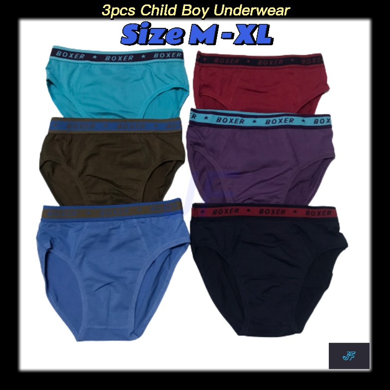 3 Pcs Child Boy’s Underwear ( RANDOM - MIX COLOUR )   SIZE : M - XL 204 ( U868 )
