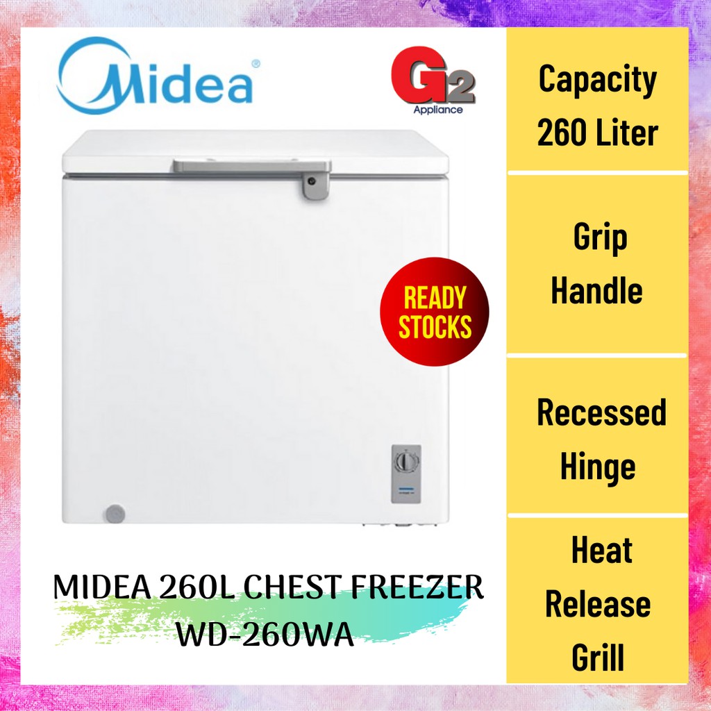 MIDEA-（冷冻柜)(AUTHORISED DEALER )CHEST FREEZER  WD-260 (260L)(W812xD562x H850mm)