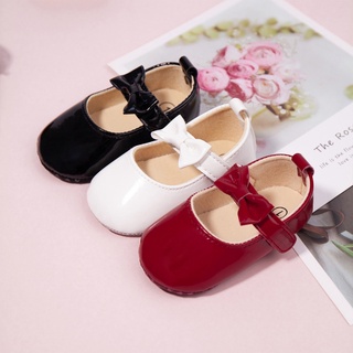 AMSDAMA Girl Baby Shoes Infant Non-Slip Cotton and Rubber Sole PU Soft Leather Solid Color Mary Jane Shoes Flats Toddler 